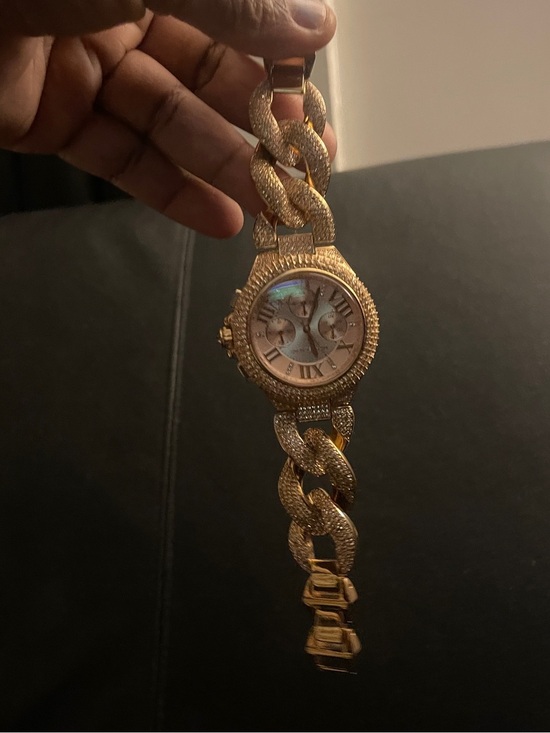 Michael Kors Women’s Rose Gold Crystal Pavé Chronograph Watch EUC MK3196 44MM main image 8